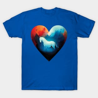 Colourful Horse In a Heart Shape in an abstract style T-Shirt